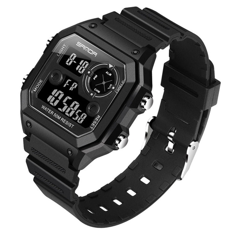 SANDA418 Square Wristwatch Swimming Waterproof Alarm Night light Male Student Watch Simple Fashion Sports Watch