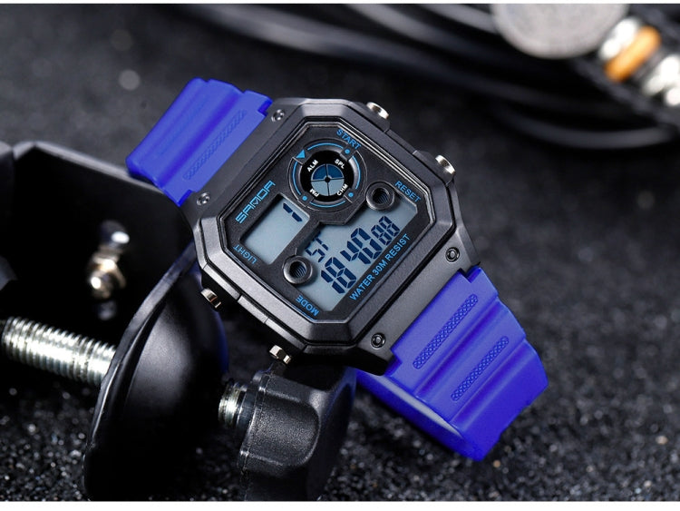 SANDA418 Square Wristwatch Swimming Waterproof Alarm Night light Male Student Watch Simple Fashion Sports Watch