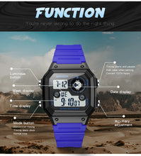 Load image into Gallery viewer, SANDA418 Square Wristwatch Swimming Waterproof Alarm Night light Male Student Watch Simple Fashion Sports Watch