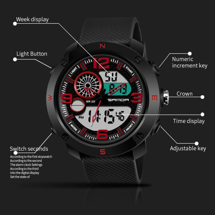 SANDA 762 Watch Men Watch Students Men Watch Fashion Trend Youth Waterproof Night light Sports Men