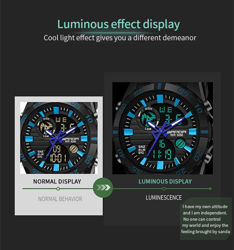 SANDA 791 Watch Genuine Fashion Sports Multifunction Electronic Watch Popular Men luminous Wrist Watch