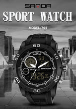 Load image into Gallery viewer, SANDA New Waterproof Luminous Plastic Multi Functional Watch Men Outdoor Sports LED Electronic Watch