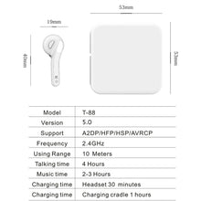 Load image into Gallery viewer, T88 Mini Touch Control Hifi Wireless Bluetooth Earphones TWS Wireless Earbuds with Charger Box