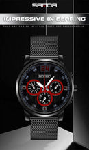 Load image into Gallery viewer, SANDA 5009 Business Fashion Three Eye Six Needle Casual Leather Waterproof Men Quartz Watch