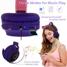 Load image into Gallery viewer, Cute Cat Ear Bluetooth 5.0 Headphones Foldable On-Ear Stereo Wireless Headset Headphone with Mic / LED Light / FM Radio / TF Card, SYA00833501F, SYA00833501A, SYA00833501B, SYA00833501C, SYA00833501D, SYA00833501E