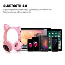 Load image into Gallery viewer, Cute Cat Ear Bluetooth 5.0 Headphones Foldable On-Ear Stereo Wireless Headset Headphone with Mic / LED Light / FM Radio / TF Card, SYA00833501F, SYA00833501A, SYA00833501B, SYA00833501C, SYA00833501D, SYA00833501E