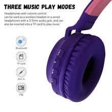 Load image into Gallery viewer, Cute Cat Ear Bluetooth 5.0 Headphones Foldable On-Ear Stereo Wireless Headset Headphone with Mic / LED Light / FM Radio / TF Card, SYA00833501F, SYA00833501A, SYA00833501B, SYA00833501C, SYA00833501D, SYA00833501E