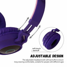 Load image into Gallery viewer, Cute Cat Ear Bluetooth 5.0 Headphones Foldable On-Ear Stereo Wireless Headset Headphone with Mic / LED Light / FM Radio / TF Card, SYA00833501F, SYA00833501A, SYA00833501B, SYA00833501C, SYA00833501D, SYA00833501E