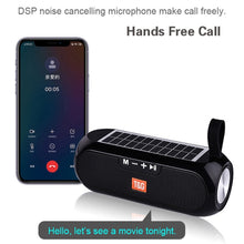Load image into Gallery viewer, T&amp;G TG182 Portable Column Wireless Stereo Music Box Solar Power waterproof USB AUX FM radio super bass
