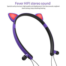 Load image into Gallery viewer, ZW29 Cat Ear Stereo Sound HIFI Fashion Outdoor Portable Sports Wireless  Bluetooth Headset with Mic &amp; LED Light Glowing