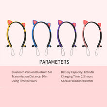 Load image into Gallery viewer, ZW29 Cat Ear Stereo Sound HIFI Fashion Outdoor Portable Sports Wireless  Bluetooth Headset with Mic &amp; LED Light Glowing