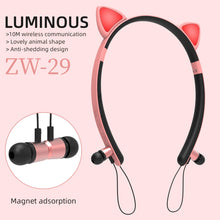 Load image into Gallery viewer, ZW29 Cat Ear Stereo Sound HIFI Fashion Outdoor Portable Sports Wireless  Bluetooth Headset with Mic &amp; LED Light Glowing