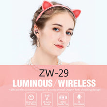 Load image into Gallery viewer, ZW29 Cat Ear Stereo Sound HIFI Fashion Outdoor Portable Sports Wireless  Bluetooth Headset with Mic &amp; LED Light Glowing