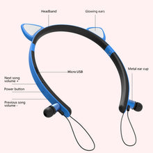 Load image into Gallery viewer, ZW29 Cat Ear Stereo Sound HIFI Fashion Outdoor Portable Sports Wireless  Bluetooth Headset with Mic &amp; LED Light Glowing