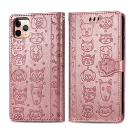 Cute Cat and Dog Embossed Horizontal Flip PU Leather Case with Holder / Card Slot / Wallet / Lanyard, For iPhone 11 Pro Max, For iPhone XS/X, For iPhone XR
