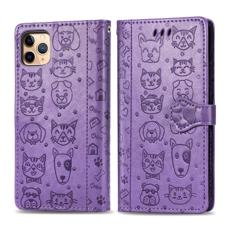 Cute Cat and Dog Embossed Horizontal Flip PU Leather Case with Holder / Card Slot / Wallet / Lanyard, For iPhone 11 Pro Max, For iPhone XS/X, For iPhone XR