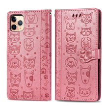 Load image into Gallery viewer, Cute Cat and Dog Embossed Horizontal Flip PU Leather Case with Holder / Card Slot / Wallet / Lanyard, For iPhone 11 Pro Max, For iPhone XS/X, For iPhone XR