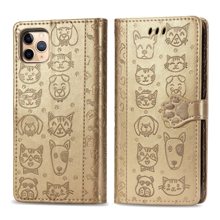 Cute Cat and Dog Embossed Horizontal Flip PU Leather Case with Holder / Card Slot / Wallet / Lanyard, For iPhone 11 Pro Max, For iPhone XS/X, For iPhone XR