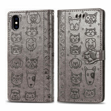 Load image into Gallery viewer, Cute Cat and Dog Embossed Horizontal Flip PU Leather Case with Holder / Card Slot / Wallet / Lanyard, For iPhone 11 Pro Max, For iPhone XS/X, For iPhone XR