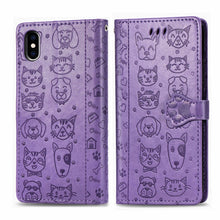 Load image into Gallery viewer, Cute Cat and Dog Embossed Horizontal Flip PU Leather Case with Holder / Card Slot / Wallet / Lanyard, For iPhone 11 Pro Max, For iPhone XS/X, For iPhone XR