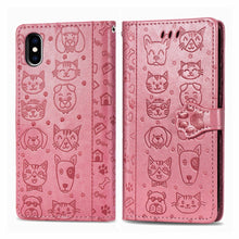 Load image into Gallery viewer, Cute Cat and Dog Embossed Horizontal Flip PU Leather Case with Holder / Card Slot / Wallet / Lanyard, For iPhone 11 Pro Max, For iPhone XS/X, For iPhone XR
