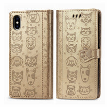Load image into Gallery viewer, Cute Cat and Dog Embossed Horizontal Flip PU Leather Case with Holder / Card Slot / Wallet / Lanyard, For iPhone 11 Pro Max, For iPhone XS/X, For iPhone XR