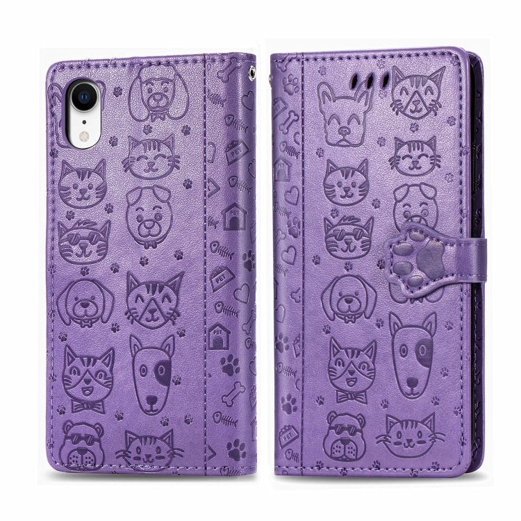 Cute Cat and Dog Embossed Horizontal Flip PU Leather Case with Holder / Card Slot / Wallet / Lanyard, For iPhone 11 Pro Max, For iPhone XS/X, For iPhone XR