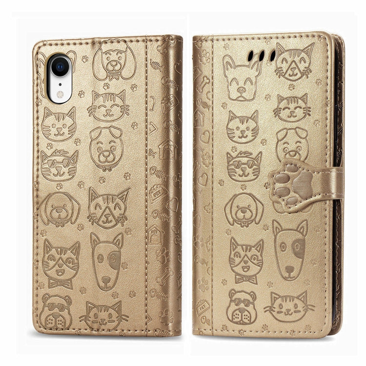 Cute Cat and Dog Embossed Horizontal Flip PU Leather Case with Holder / Card Slot / Wallet / Lanyard, For iPhone 11 Pro Max, For iPhone XS/X, For iPhone XR