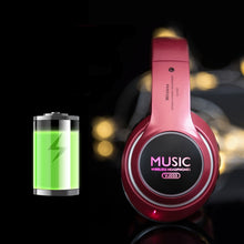 Load image into Gallery viewer, VJ033 Multi-function Upgrade Bluetooth 5.0 Headset Stereo Wireless LED Microphone FM Radio Headset