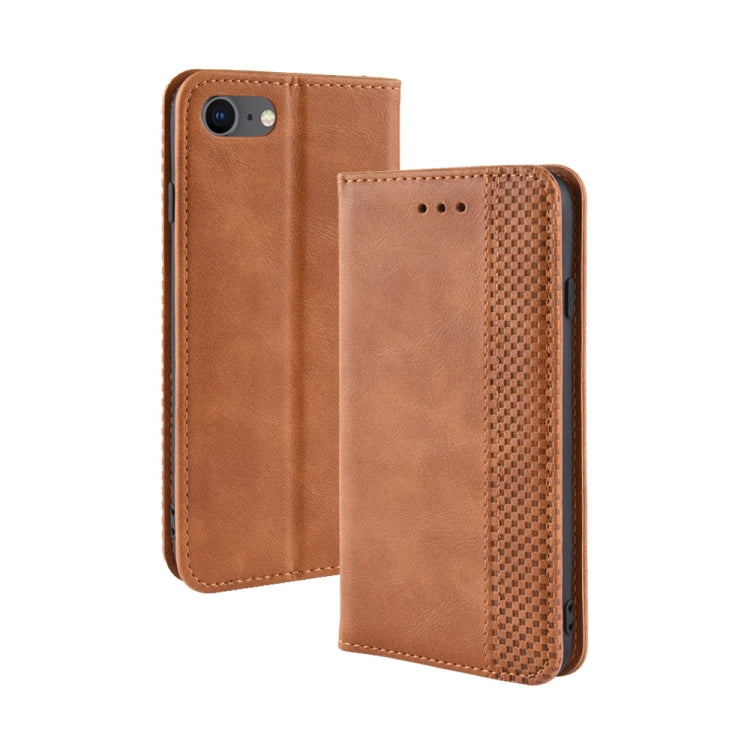 For iPhone SE (2020) Magnetic Buckle Retro Crazy Horse Texture Horizontal Flip Leather Case  , with Holder & Card Slots & Photo Frame, For iPhone SE 2022 / SE 2020