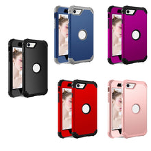 Load image into Gallery viewer, For iPhone SE 2020 Silicone + PC Three-piece Anti-drop Mobile Phone Protection Bback Cover, Black, Red, Blue, Rose Gold, Purple