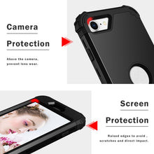 Load image into Gallery viewer, For iPhone SE 2020 Silicone + PC Three-piece Anti-drop Mobile Phone Protection Bback Cover, Black, Red, Blue, Rose Gold, Purple