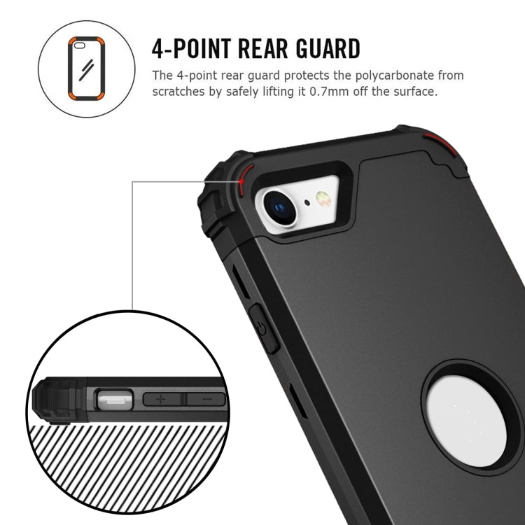 For iPhone SE 2020 Silicone + PC Three-piece Anti-drop Mobile Phone Protection Bback Cover, Black, Red, Blue, Rose Gold, Purple