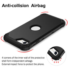Load image into Gallery viewer, For iPhone SE 2020 Silicone + PC Three-piece Anti-drop Mobile Phone Protection Bback Cover, Black, Red, Blue, Rose Gold, Purple