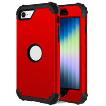 Load image into Gallery viewer, For iPhone SE 2020 Silicone + PC Three-piece Anti-drop Mobile Phone Protection Bback Cover, Black, Red, Blue, Rose Gold, Purple