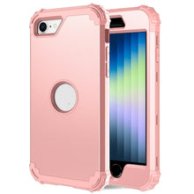 Load image into Gallery viewer, For iPhone SE 2020 Silicone + PC Three-piece Anti-drop Mobile Phone Protection Bback Cover, Black, Red, Blue, Rose Gold, Purple