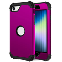 Load image into Gallery viewer, For iPhone SE 2020 Silicone + PC Three-piece Anti-drop Mobile Phone Protection Bback Cover, Black, Red, Blue, Rose Gold, Purple