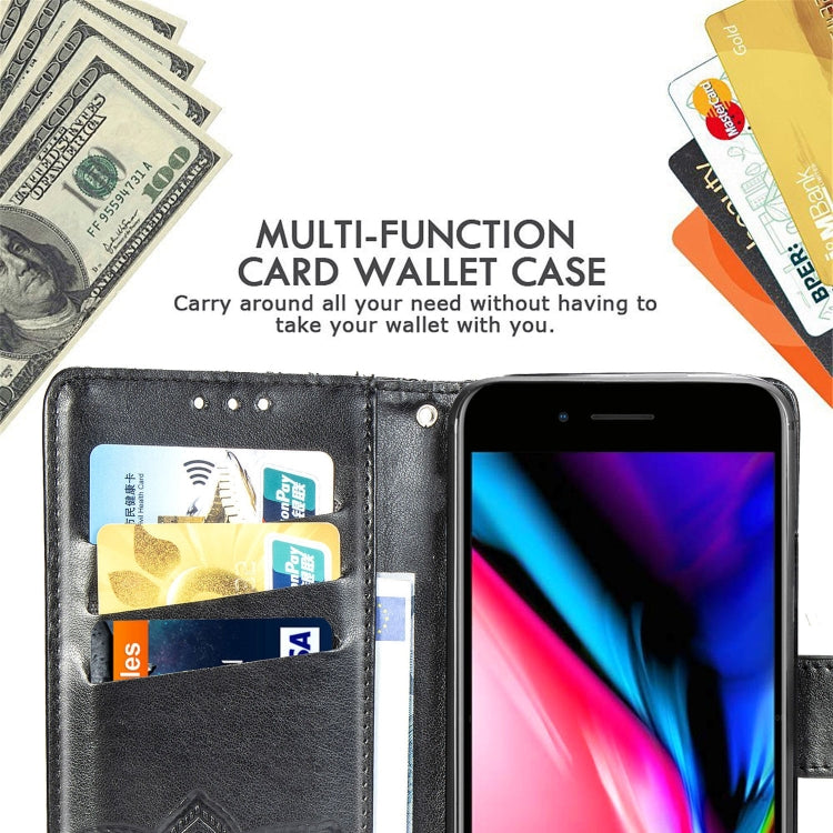 For iPhone SE (2020) Butterfly Love Flower Embossed Horizontal Flip Leather Case with Bracket / Card Slot / Wallet / Lanyard, Black, Blue, Gray, Light Purple, Rose Gold, Dark Purple, Pink