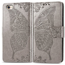 Load image into Gallery viewer, For iPhone SE (2020) Butterfly Love Flower Embossed Horizontal Flip Leather Case with Bracket / Card Slot / Wallet / Lanyard, Black, Blue, Gray, Light Purple, Rose Gold, Dark Purple, Pink