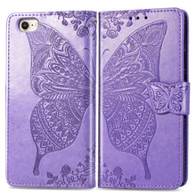 Load image into Gallery viewer, For iPhone SE (2020) Butterfly Love Flower Embossed Horizontal Flip Leather Case with Bracket / Card Slot / Wallet / Lanyard, Black, Blue, Gray, Light Purple, Rose Gold, Dark Purple, Pink