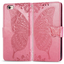 Load image into Gallery viewer, For iPhone SE (2020) Butterfly Love Flower Embossed Horizontal Flip Leather Case with Bracket / Card Slot / Wallet / Lanyard, Black, Blue, Gray, Light Purple, Rose Gold, Dark Purple, Pink