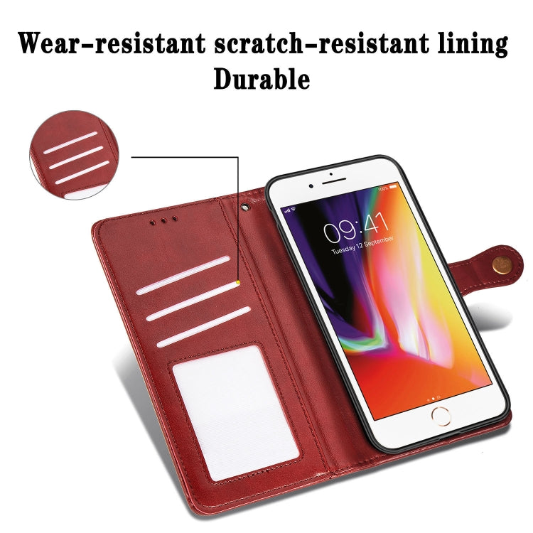 For iPhone SE (2020) Retro Solid Color Leather Buckle Phone Case with Lanyard & Photo Frame & Card Slot & Wallet & Stand Function, Black, Brown, Red, Blue, Green