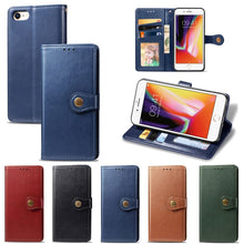 Load image into Gallery viewer, For iPhone SE (2020) Retro Solid Color Leather Buckle Phone Case with Lanyard &amp; Photo Frame &amp; Card Slot &amp; Wallet &amp; Stand Function, Black, Brown, Red, Blue, Green