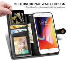 Load image into Gallery viewer, For iPhone SE (2020) Retro Solid Color Leather Buckle Phone Case with Lanyard &amp; Photo Frame &amp; Card Slot &amp; Wallet &amp; Stand Function, Black, Brown, Red, Blue, Green