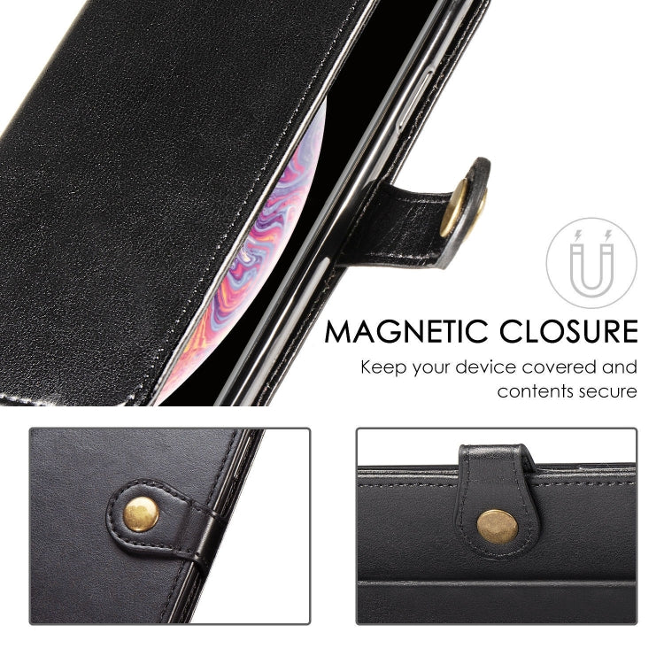 For iPhone SE (2020) Retro Solid Color Leather Buckle Phone Case with Lanyard & Photo Frame & Card Slot & Wallet & Stand Function, Black, Brown, Red, Blue, Green