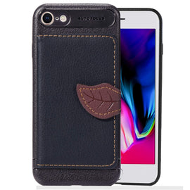 For iPhone SE (2020) Leaf Buckle Litchi Texture Card Holder PU + TPU Case with Card Slot & Wallet & Holder & Photo Frame, Black, Red, Green, Blue, Brown