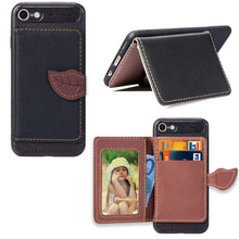 Load image into Gallery viewer, For iPhone SE (2020) Leaf Buckle Litchi Texture Card Holder PU + TPU Case with Card Slot &amp; Wallet &amp; Holder &amp; Photo Frame, Black, Red, Green, Blue, Brown