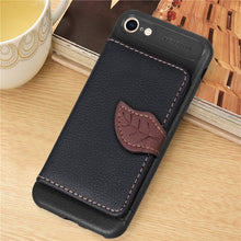 Load image into Gallery viewer, For iPhone SE (2020) Leaf Buckle Litchi Texture Card Holder PU + TPU Case with Card Slot &amp; Wallet &amp; Holder &amp; Photo Frame, Black, Red, Green, Blue, Brown