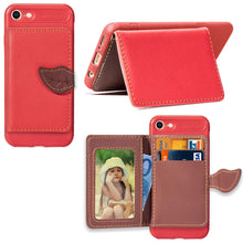Load image into Gallery viewer, For iPhone SE (2020) Leaf Buckle Litchi Texture Card Holder PU + TPU Case with Card Slot &amp; Wallet &amp; Holder &amp; Photo Frame, Black, Red, Green, Blue, Brown