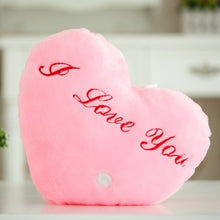 Load image into Gallery viewer, Heart Shaped English Letter Pattern Glowing Light Plush Pillow Toy Cushion